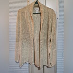 Drapers & Damons Open Front Metallic Knit Cardigan Cream And Gold